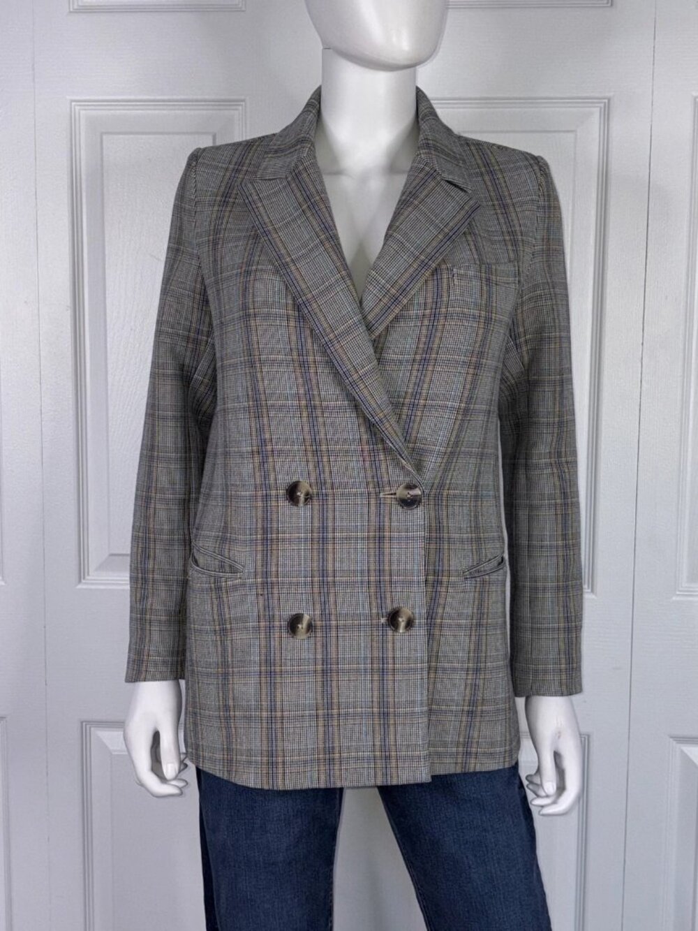 FRANK & OAK women's plaid blazer XS